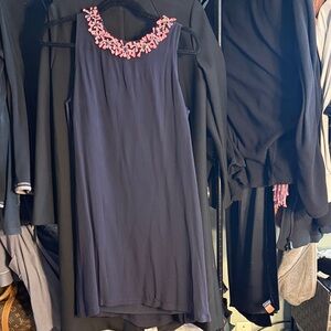 French Connection Dark Blue Mini Dress with Pink Details